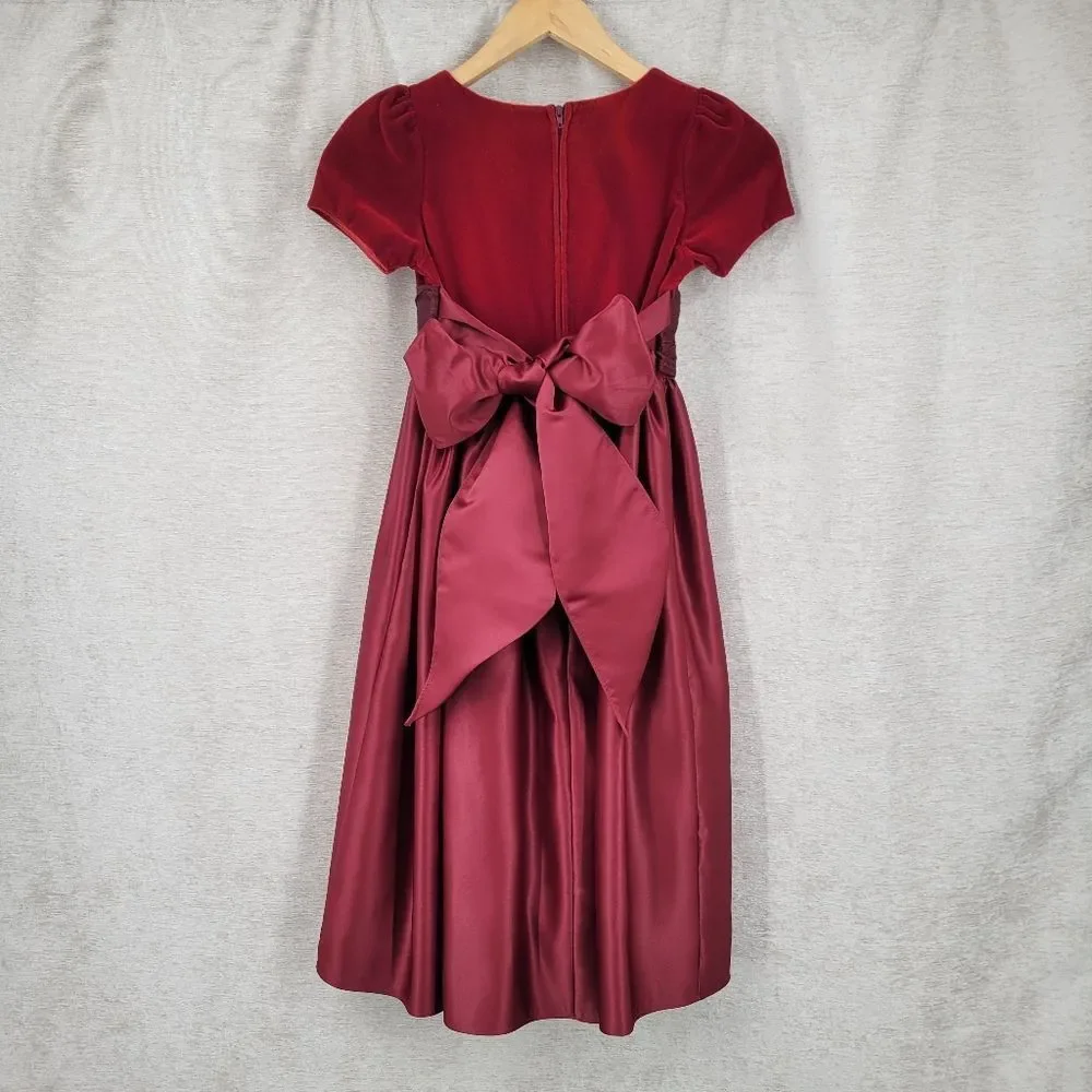 Dimples Vintage Red Velvet and Satin Dress with Formal Dress